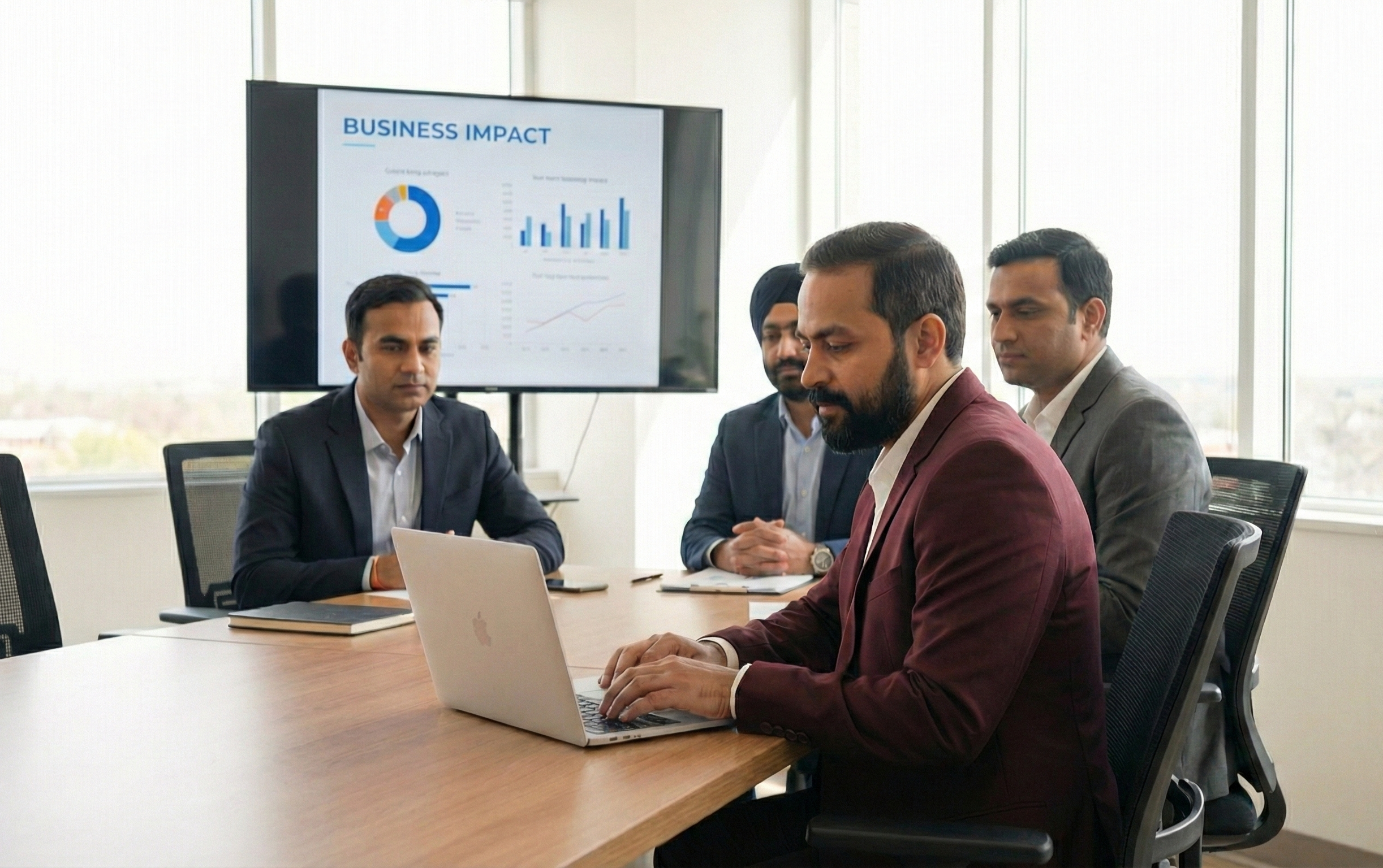 Dhruv Chauhan at work with a colleague